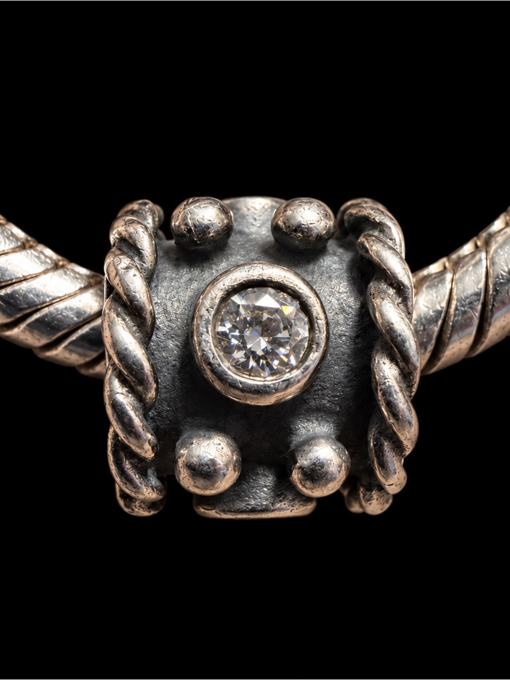 Retired Pandora Oxy Crown Charm 790221CZ Sterling Silver Clear CZ 925 ALE